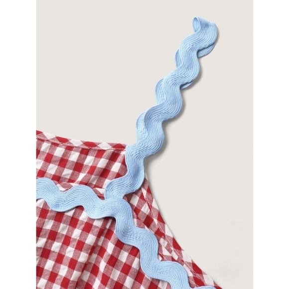 Bloomchic Red Gingham Dress with Blue Trim Size 1X (14-16) NWT - Picture 4 of 9